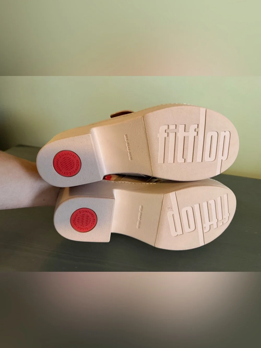 Fitflop Beige Platform Slide with Buckle